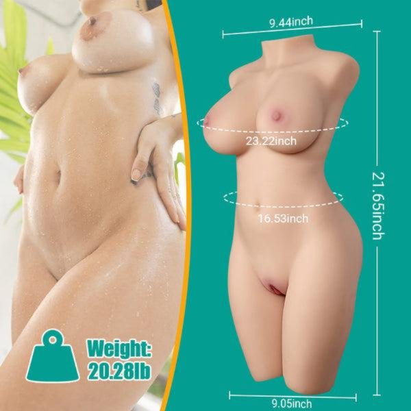 Dimensions compactes de Miah (55 cm de hauteur, 59 cm de tour de poitrine, 65 cm de hanches)