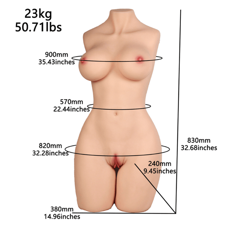 Buste Diana – Dimensions complètes indiquant le tour de poitrine, de taille et de hanches, pour une expérience immersive