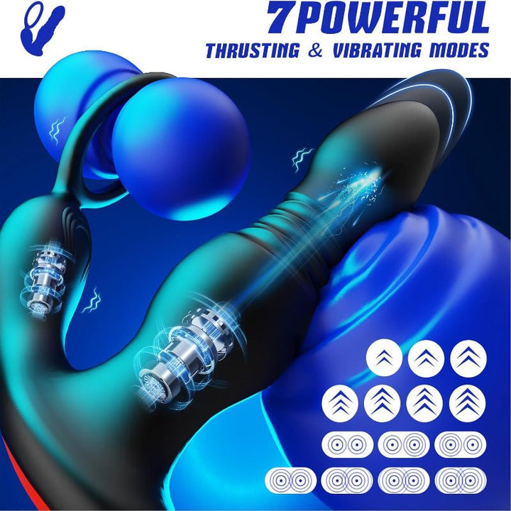 Plug anal vibrant va-et-vient avec anneau pénien - xeoxhoney-fr